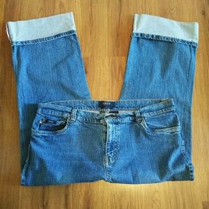 Izod, 16, crop, med. wash jeans.